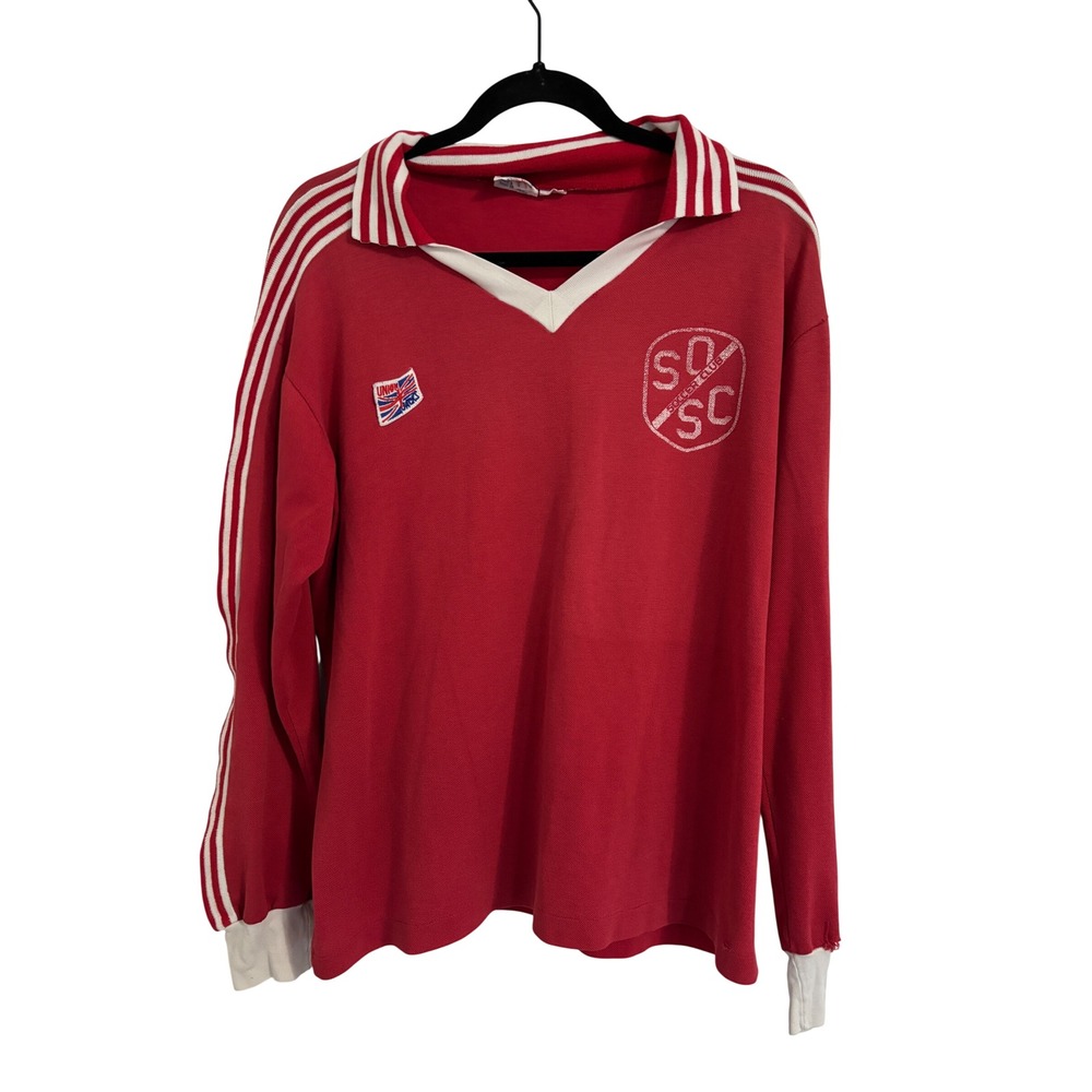 Vintage Union Jacks Soccer Jersey Red Long Sleeve Polo Mens L SEE Blokecore VTG